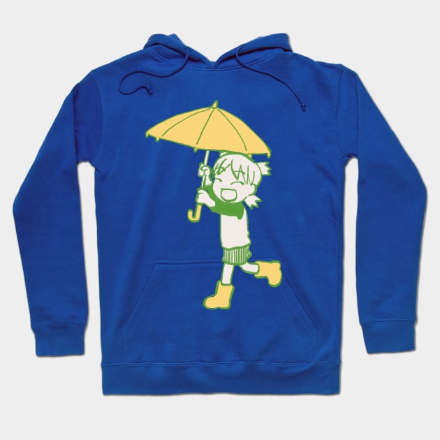 rainy season yotsuba in rain boots and umbrella Hoodie by mudwizard